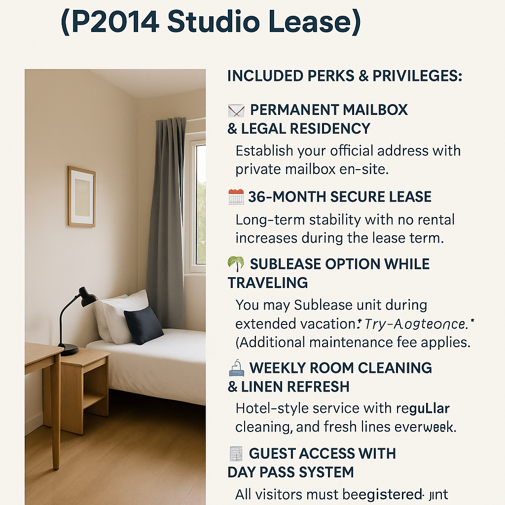 🏡 Live-In Tenant Benefits (P2014 Studio Lease)