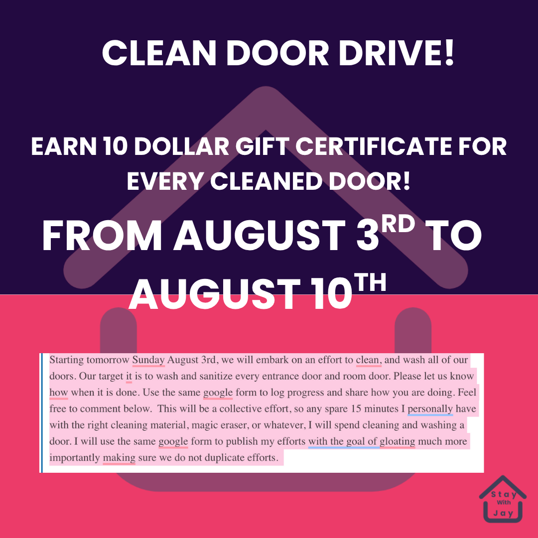 CLEAN DOOR DRIVE – STARTS SUNDAY!