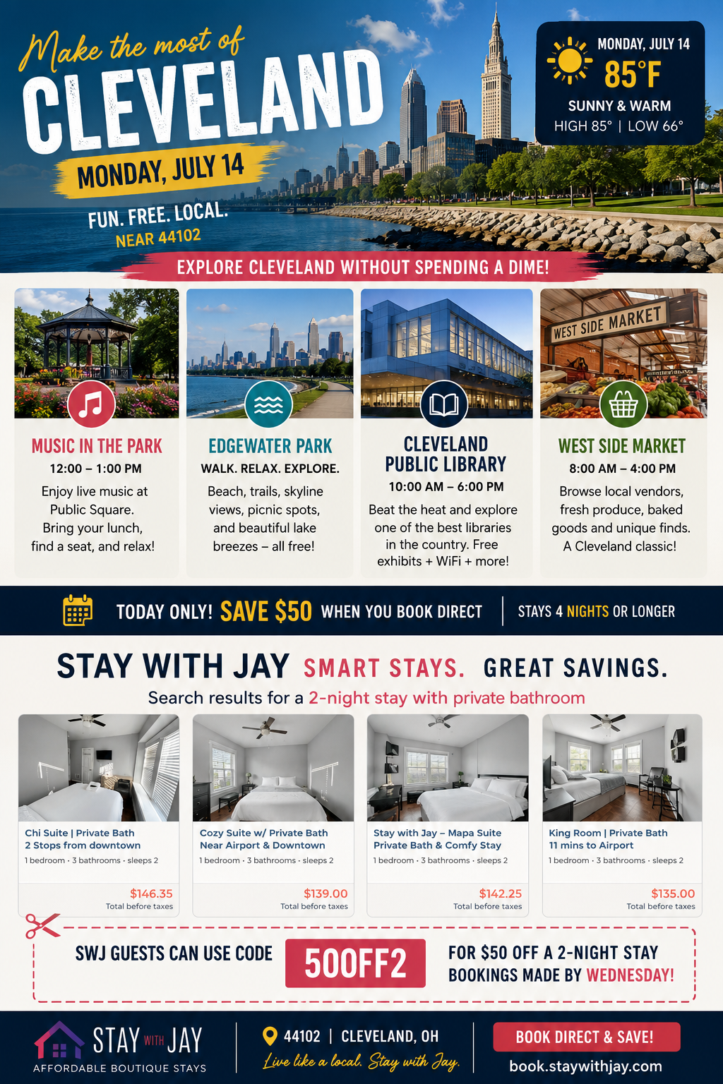 Free Things to Do in Cleveland Save $50 on Your Next Stay