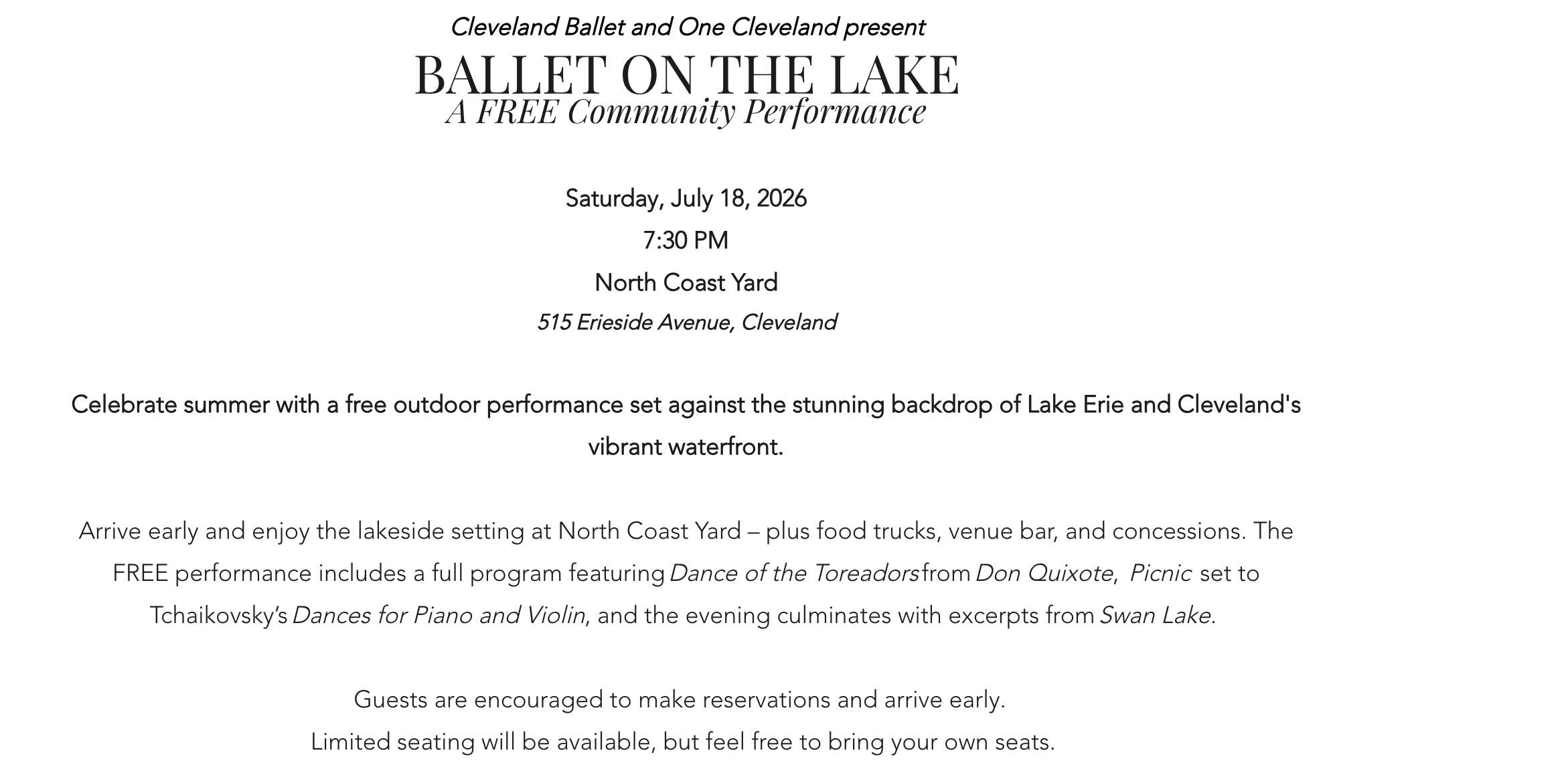 Ballet on the Lake today
