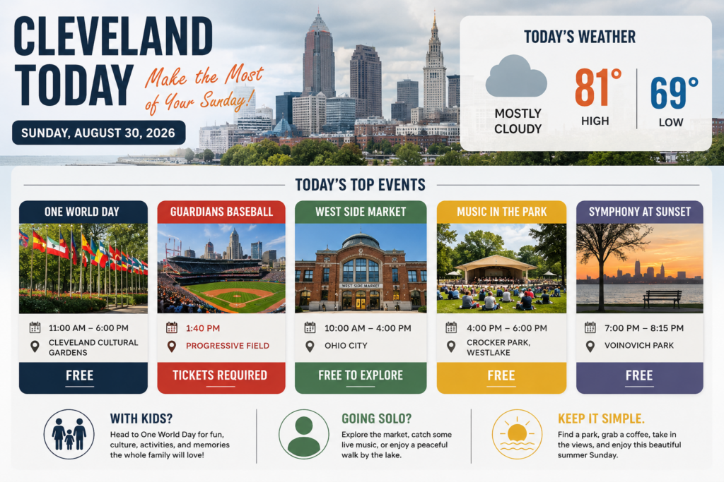 Cleveland Today Aug. 30 | Free Events, Guardians & 8 SWJ Rooms Available