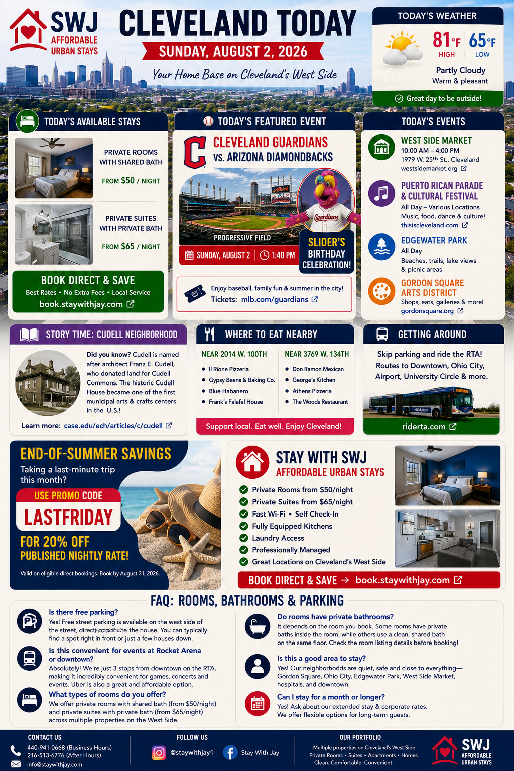 Guardians Baseball, Summer Weather & Affordable Things to Do